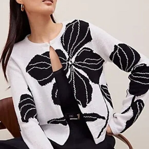 Ann Taylor Floral Jacquard Cardigan, Size S, NWT - Picture 1 of 8